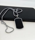 Classic Black Dog Tag Pendant Necklace for Men | Stainless Steel Military Style Pendant with Chain