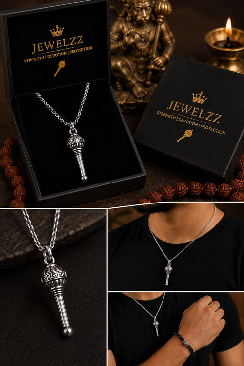 Bajrang Bali Gada Pendant with Chain | Hanuman Ji Gada Necklace for Men & Women | Spiritual Jewelry